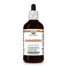 Habanero (Capsicum Chinense) Dry Rinds and Fruit Glycerite, Made in Hawaii, Organic Raw Materials, All Natural, Vegan, Lab Tested Alcohol-Free Liquid Extract - 4 fl.oz