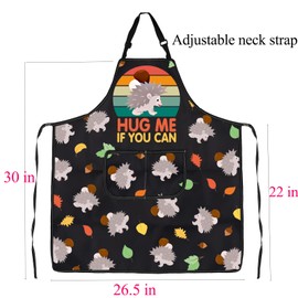 FUSTMW Hedgehog Apron Hedgehog Gifts for Hedgehog Lovers Hug Me If You Can Funny Hedgehog Cooking Kitchen Chef Apron, Hedgehog Apron, One Size