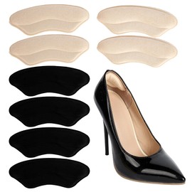 Heel Grips Liner Cushions Inserts for Loose Shoes, Shoe Inserts for Women, Comfortable Heels, Heel Grips, Heel Pads for Shoes, 4 Pairs (Black & Beige)