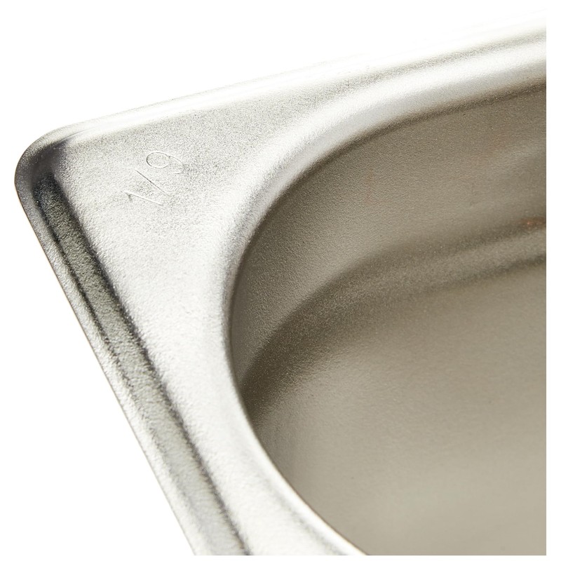Vogue Stainless Steel 1/9 Gastronorm Tray 150 mm Deep, Silver,