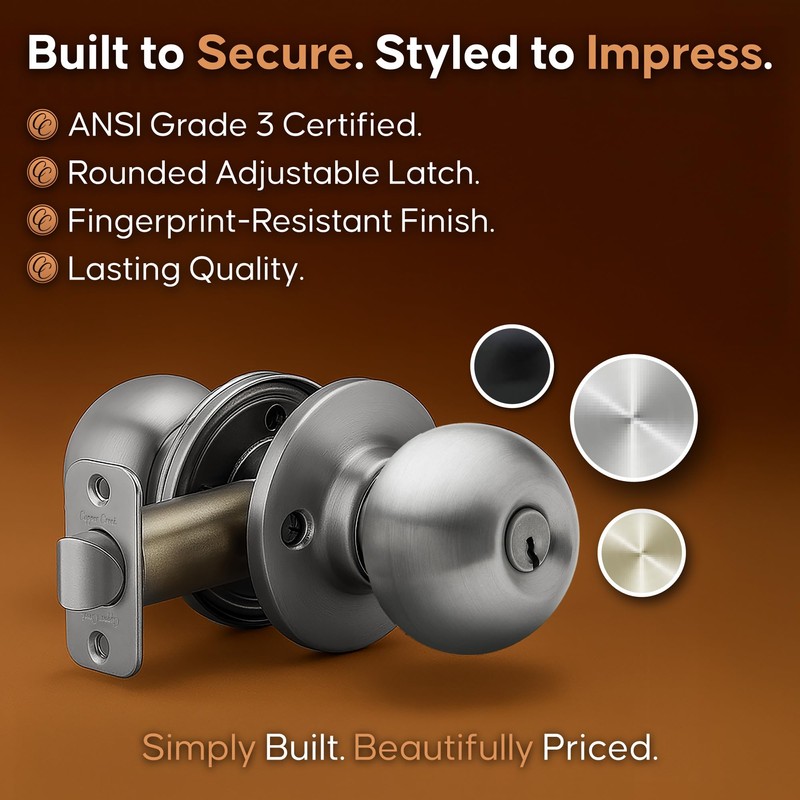 Copper Creek Entry Door Knob – Keyed Entry Handle with