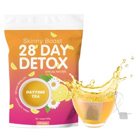 28 Tage Zitrus Detox Tee mit Zitrus-Kräuter,Pfirsichfruchtextrakt und Zitronenextrakt, Natürlicher Grüner TEE zum Fördert Stoffwechsel,Koffeinfreier,für Männer und Frauen