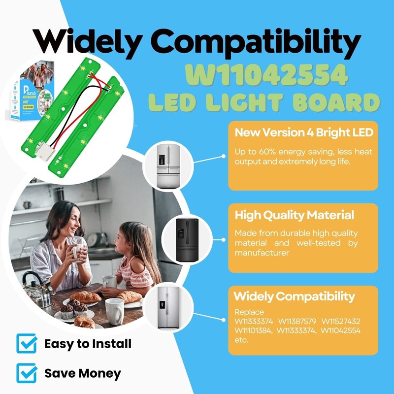 New Upgraded W11042554 Refrigerators LED Light Module Board compatible with