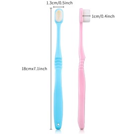 Boao 4 Pieces Extra Soft Toothbrushes Micro Nano Manual Toothbrush for Sensitive Gums with 20,000 Extra Soft Bristles for Fragile Gums Adult Kid Children (Blue, Pink)