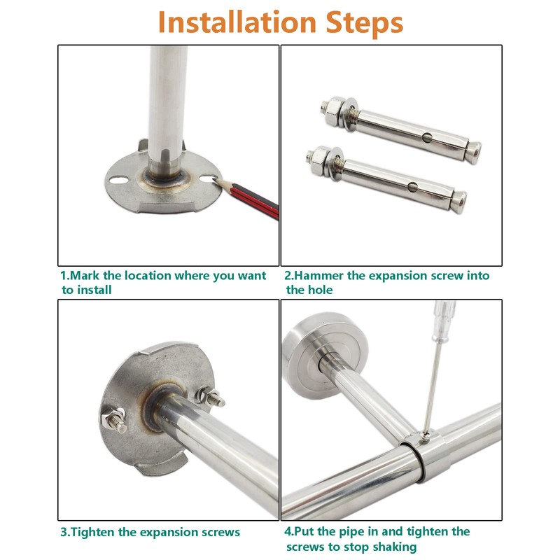 2 Pack Ceiling Mount Bracket, Stainless Steel Wardrobe Pipe Bracket