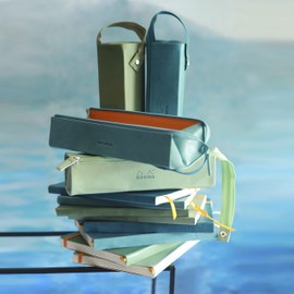 RHODIA 319016C - Pencil case Rhodiarama Anis - 23x5x5 cm - Flat opening for use as a pencil case - Faux leather - Storage for pens, pencils, markers, small supplies