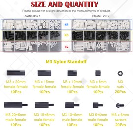 Hilitchi 360pcs M2 M3 M4 Male Female Nylon Hex Spacer Standoff Screw Nut Assortment Kit