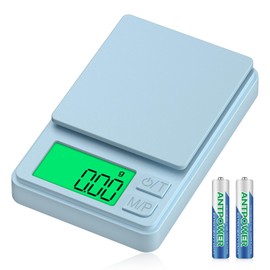 Diyife Gram Scale, 1000g/0.01g Digital Jewelry Scale for Powder, Gold, Gem, Mini Scale with LCD Display, 7 Units, Tare, Light Blue (Batteries Included)