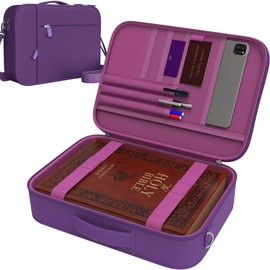 DEHITE Bible Cover Case for Women – Bible Carrying Bag Large Size – | Fits Book 10.1 x 7.1 x 1.9 IN | Pen Slots | Zippered Pocket | Shoulder Strap | Premium Fabric – Marsala Church Christian Gifts