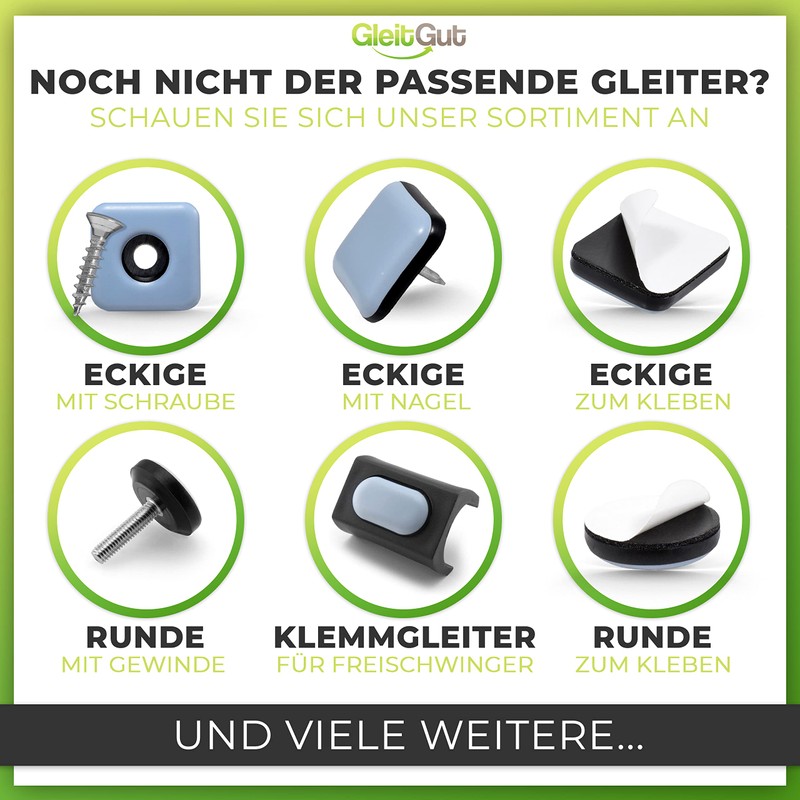 GLEITGUT 4 x Teflon gliders for screwing in square shape