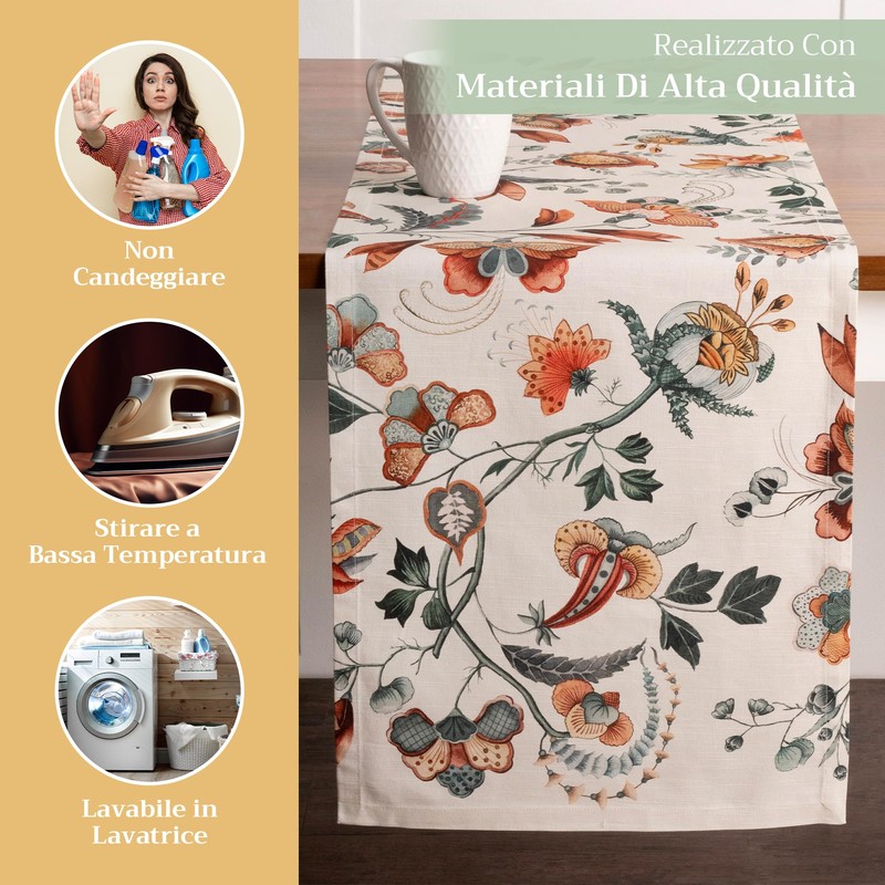Maison d' Hermine Table Runner, 100% Cotton, Decorative Washable Table