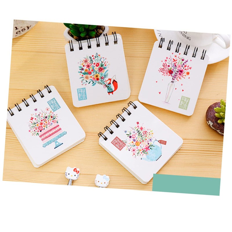 Operitacx 8pcs Escritorios Portable Notepad Floral Notebook Mini Ruled Lined