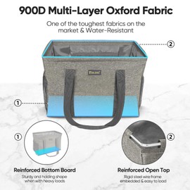 BALEINE Extra Large Utility Tote Bag with Wire Frame for Storage (Beige, 16.5''x14''x10'')