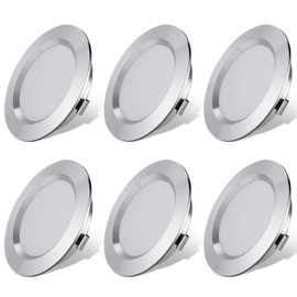 Megrezo 12V LED Lights for RV Camper Van Trailer - 3W Warm White 2800K 270 Lumen Low Voltage Recessed Ceiling Light Dimmable - Pack of 6