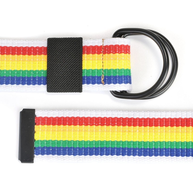 Faleto Canvas Web Belt Double D-ring Buckle Black Military Style