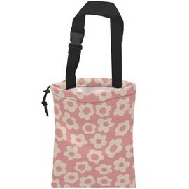 KXWQTRDD Car Garbage Bag Vintage Pink Groovy Flowers Drawstring Car Trash Bag Hanging for Back Seat with Adjustable Buckle Canvas Vehicle Trash Can Easy-to-Install