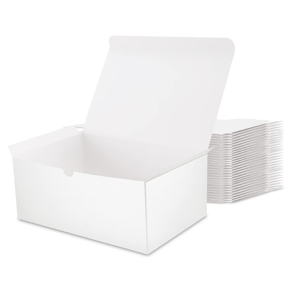 MALICPLUS 30 Gift Boxes 9.5x6.5x4 Inches Premium Gift Boxes Bridesmaid Proposal Boxes, Paper White Gift Boxes with Lids for Light Weight Gifts, Crafting, Cupcake Boxes (Grass Texture White)