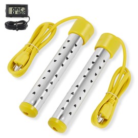 Immersion Water Heater with Stainless Steel Cover, Anti-scalding Bucket Heater with LCD Thermometer, Quick Heating Portable Immersion Heater for Indoor & Outdoor