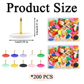 200 Pcs Drawing Pins For Notice Board, Thumb Tacks, Notice Board Pins Pushpin Corkboard Photo Wall Flat Head Pushpin for School Office Map Photo Wall Can be Used to Fix Photos