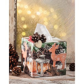 VBS Cosmetic tissue box, raw wood, round opening, approx. 14 x 14 x 13.5 cm