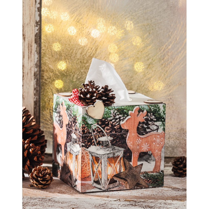 VBS Cosmetic tissue box, raw wood, round opening, approx. 14