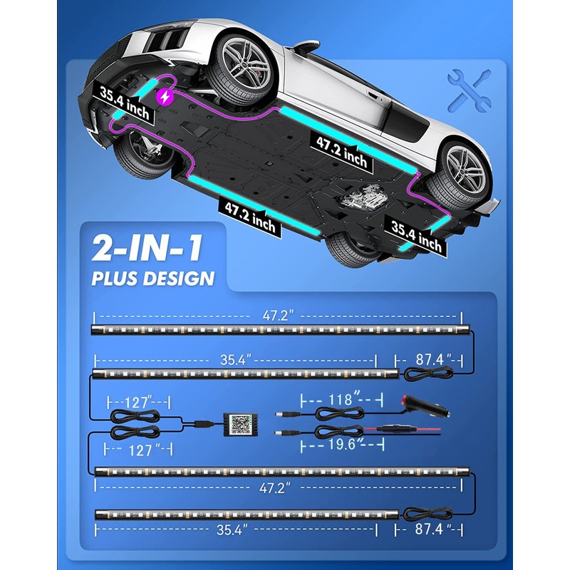 Car Underglow Lights, Yielinth Exterior LED Strip Lights with App
