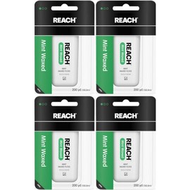Reach Dental Floss, Waxed, Mint, 200 Yard each, Pack of 4