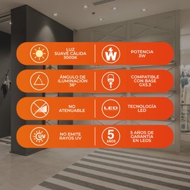 Tecnolite - Foco MR16 LED 3 W, Luz Suave Cálida, Base GX5.3, No atenuable