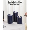 Velsyn Navy Blue Flameless Candles with Remote and Timer, Real