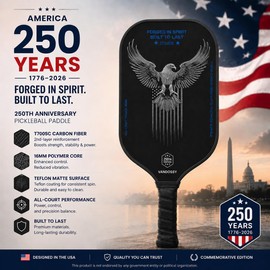 Pickleball Paddle, 250th Anniversary Edition, T700SC Carbon Fiber Face with PP Polymer Honeycomb Core, PTFE Matte Textured Surface, Premium All-Court Paddle for Power, Spin & Control