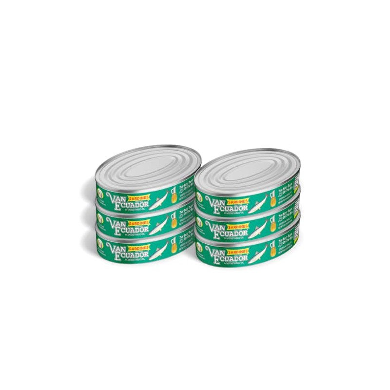 Van Ecuador Oval Sardines in Vegetable Oil, 15 Oz (Pack