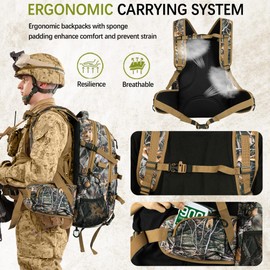 GoHimal 600D Waterproof Hunting Backpack for Men, 35L Camo Hunting Pack with Bow Holder