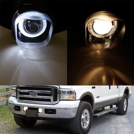 YLT AUTO Fog Light Replacement Kit Clear Lens fit 1999-2004 for Ford Excursion F250 F350 Super Duty with Pair of LED Bulbs Bumper Fog Light Driver Light Assembly