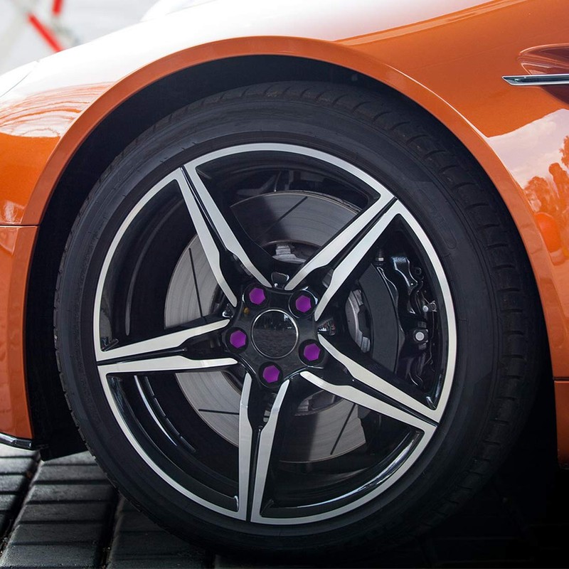 X AUTOHAUX 20pcs 17mm Purple Plastic Car Wheel Nut Lug