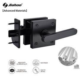 JIAHOO Double Side Gate Latch, Aluminum Self-Locking Gate Latch for Swing Door, Heavy Duty Double Way Gate Hardware for Outdoor Wooden Fence, Gates, Tool Shed - Black