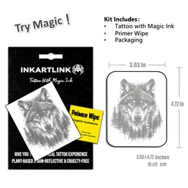 INKARTLINK Semi Permanent Tattoo, party tattoo, beautiful and realistic design, fun tattoo experience, cruelty-free, non-reflective, waterproof (Timber Wolf)