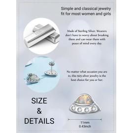 Spaceship Earrings Sterling Silver UFO Stud Earrings for Women Spaceship Stud Earrings with Opal UFO Jewelry Gifts for Women