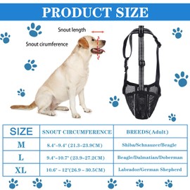 Adjustable Puppy Muzzles, Soft Mesh Muzzle for Small, Dog Muzzle for Biting, Breathable Dog Muzzle, for Catching Biting, Licking and Chewing, for Small, Medium and Large Dogs