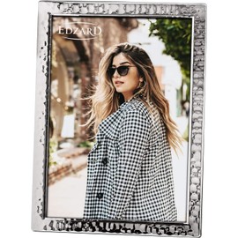 EDZARD Pavia Picture Frame for Photo DIN A4 = 21 x 29.7 cm Elegant Silver-Plated Tarnish-Resistant with Velvet Back Includes 2 Hangers Photo Frame for Standing and Hanging