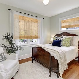 LANTIME Cordless Wood Window Blinds, Bamboo Sheer Light Filtering Woven Roman Shades, Tiger Wood, 30.5" W X 48" H