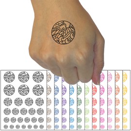 Sun Clouds and Ocean Waves Temporary Tattoo Water Resistant Fake Body Art Set Collection - Purple (One Sheet)