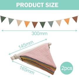 Pack of 20 Cotton Triangle Flag, Flag Chain, Colourful Triangle Flag Chain, Children's Room, Hanging Flower Garland, Nursery Decoration, Garden Party, Happy Birthday Garland Decoration, 15 x 17 cm