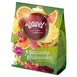 Wawel Mieszanka Krakowska Chocolate Covered Jelly Candy - Lemon Orange Pineapple and Raspberry Assortment 245g / 8.64 oz Bag