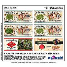 MyTinyWorld Set Of 6 Dolls House Miniature Native American Theme Labels (1920s)