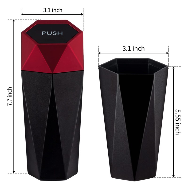 JUSTTOP Car Trash Can with Lid, Mini Diamond Design Portable
