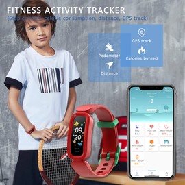 MicLee 0.96 Inch Children's Smartwatch Tracker Fitness Bracelet with Heart Rate Monitor Fitness Tracker Fitness Watch Sports Watch Heart Rate Monitor Waterproof Compatible Android and iOS for Boys