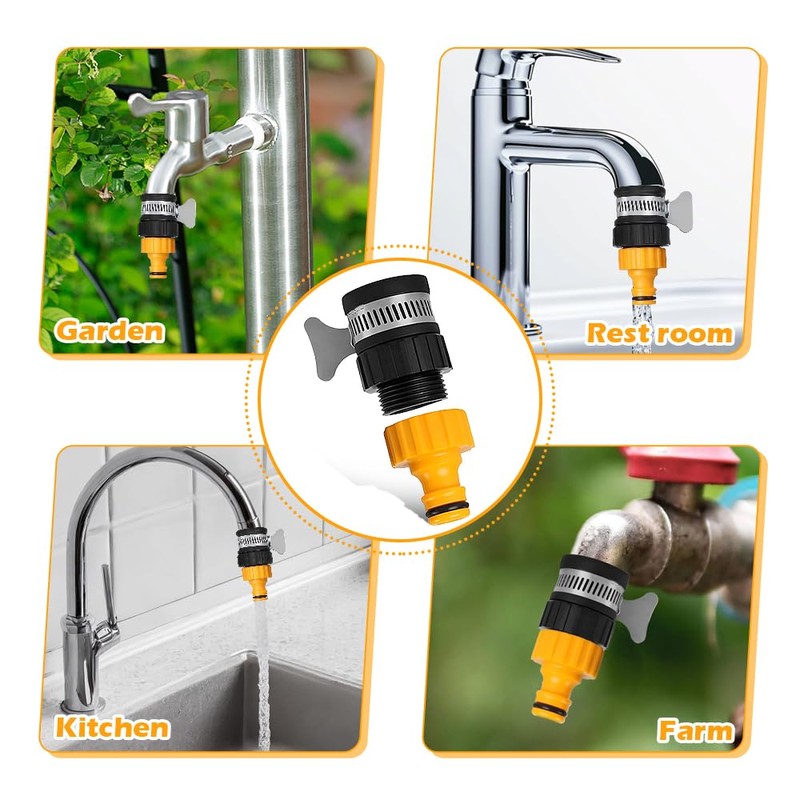 Adjustable Hose Tap Connector,14-17mm Universal Fit for Garden, Kitchen &