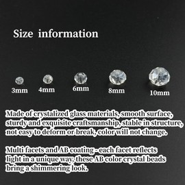 YHYPOCI 500pcs 3mm Crystal Glass Beads for Crafts Faceted Rondelle Glass Beads for Jewelry Making Crystal Spacer Beads for Necklaces Bracelets Earrings DIY Craft(Transparent AB)