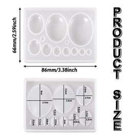 Craftdady 10 Cavities Cabochon Gems Silicone Mold Oval Beads Resin Casting Mold for Epoxy UV Resin DIY Craft Pendant Earring Keychain Jewelry Making, 3-38x2-28mm, 1 Pack