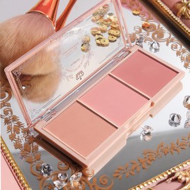 Blushers for Cheeks Make Up, 3 Colors Pink Blusher Palette, Red Peach Powder Blush, Matte Natural Long Lasting Blendable Smooth Powder Blusher Face Makeup Gift for Women Girls